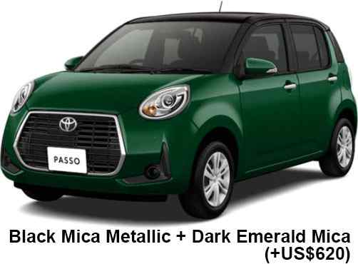 Toyota Passo Moda: Black Mica Metallic  Dark Emerald Mica