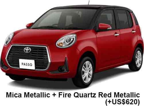 Toyota Passo Moda: Black Mica Metallic Fire Quartz Red Metallic