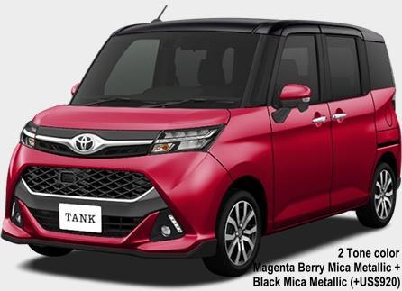 New Toyota Tank body color: MAGENTA BERRY MICA METALLIC + BLACK MICA METALLIC (TWO TONE COLOR) +US$920