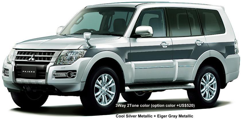 New Mitsubishi Pajero body color: 3WAY 2TONE COLOR : COOL SILVER METALLIC + EIGER GRAY METALLIC (option color: +US$520)