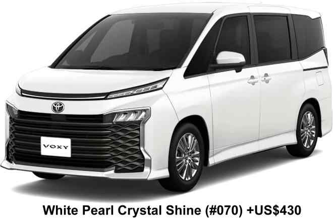 New Toyota Voxy Hybrid body color: WHITE PEARL CRYSTAL SHINE (Color No. 070) OPTION COLOR +US$ 430