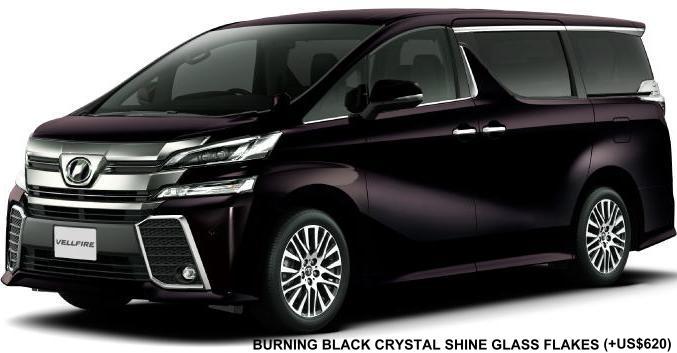 New Toyota Vellfire body color: BURNING BLACK CRYSTAL SHINE GLASS FLAKES (option color +US$620) New Toyota Vellfire body color: BURNING BLACK CRYSTAL SHINE GLASS FLAKES (option color +US$620)